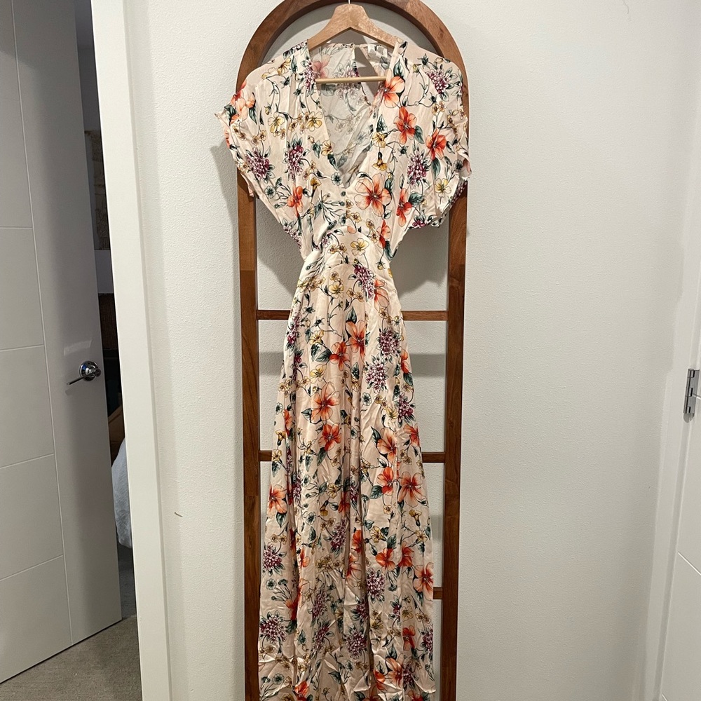 Anthropologie Backless Floral Maxi Dress